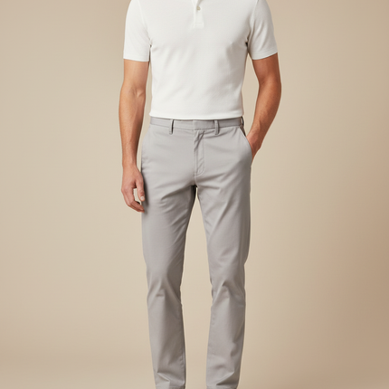 Pantalon Chino Homme Gris Clair - Gabardine