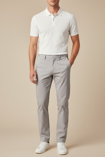 Pantalon Chino Homme Gris Clair - Gabardine