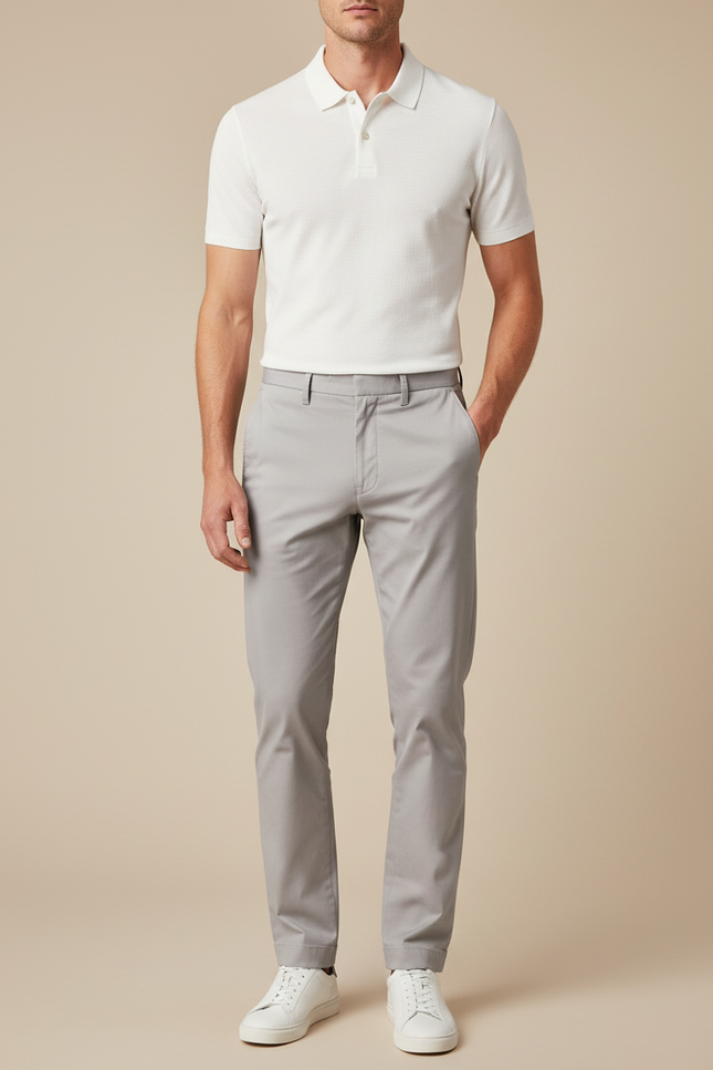 Pantalon Chino Homme Gris Clair - Gabardine