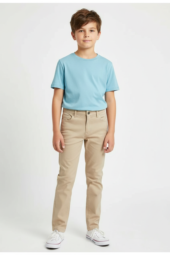 Pantalon Chino Beige Coton Slim Décontracté Garçon