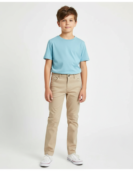 Pantalon Chino Beige Coton Slim Décontracté Garçon