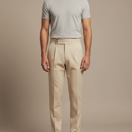 Pantalon Chino Sur Mesure - Beige Gabardine