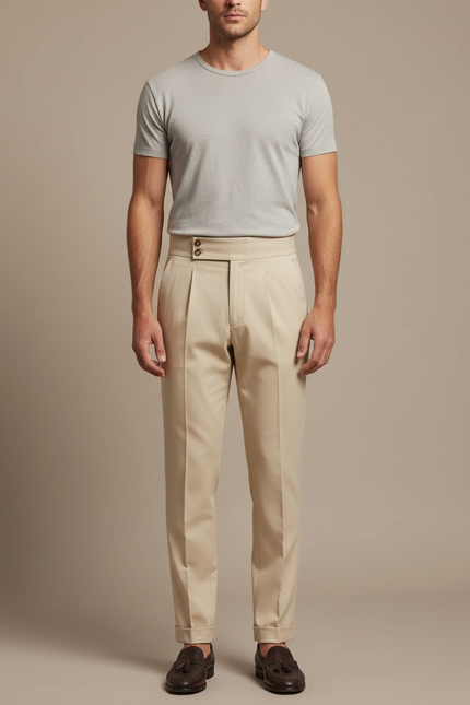 Pantalon Chino Sur Mesure - Beige Gabardine