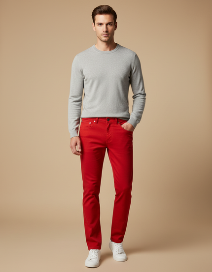 Pantalon Chino Rouge Slim Coton Stretch Homme