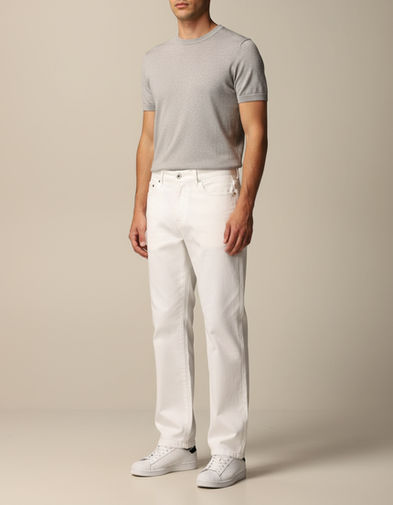 Pantalon Chino Blanc Coton Coupe Droite Décontracté Homme