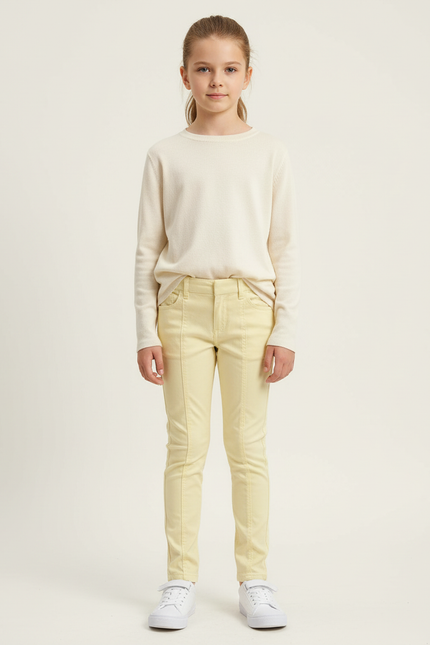 Pantalon Chino Jaune Clair Coton Slim Fille