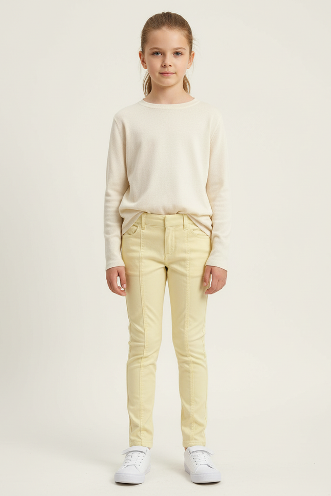 Pantalon Chino Jaune Clair Coton Slim Fille