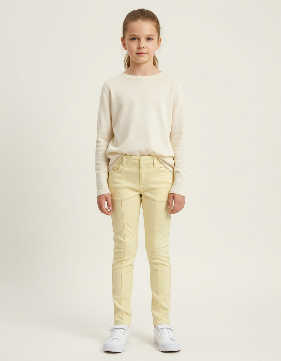 Pantalon Chino Jaune Clair Coton Slim Fille