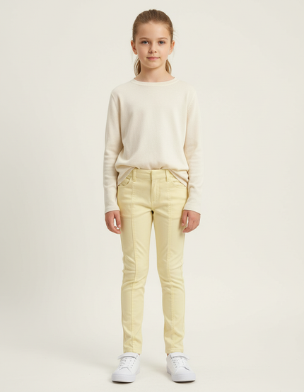 Pantalon Chino Jaune Clair Coton Slim Fille