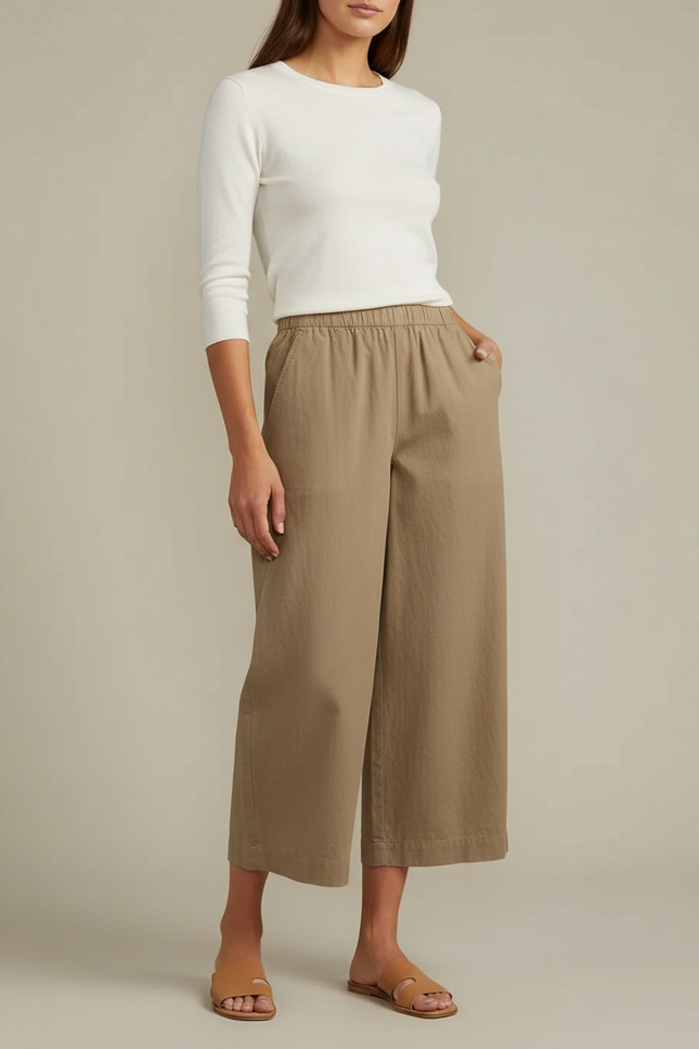 Pantalon Chino Olive Femme - Kaki Gabardine
