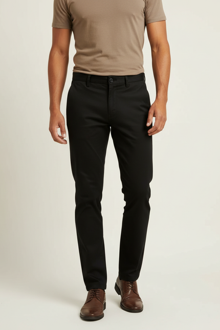 Pantalon Chino Homme Noir Tapered Coton - Gabardine