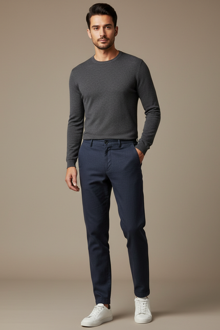 Pantalon Chino Bleu Fonce - Marine Gabardine