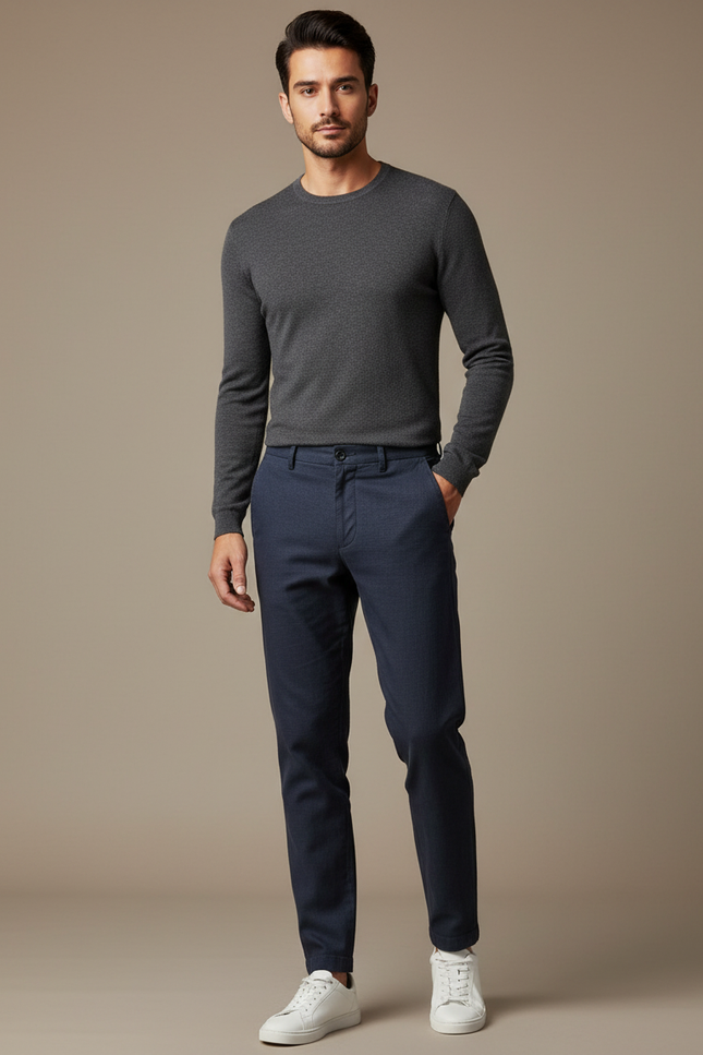 Pantalon Chino Bleu Fonce - Marine Gabardine
