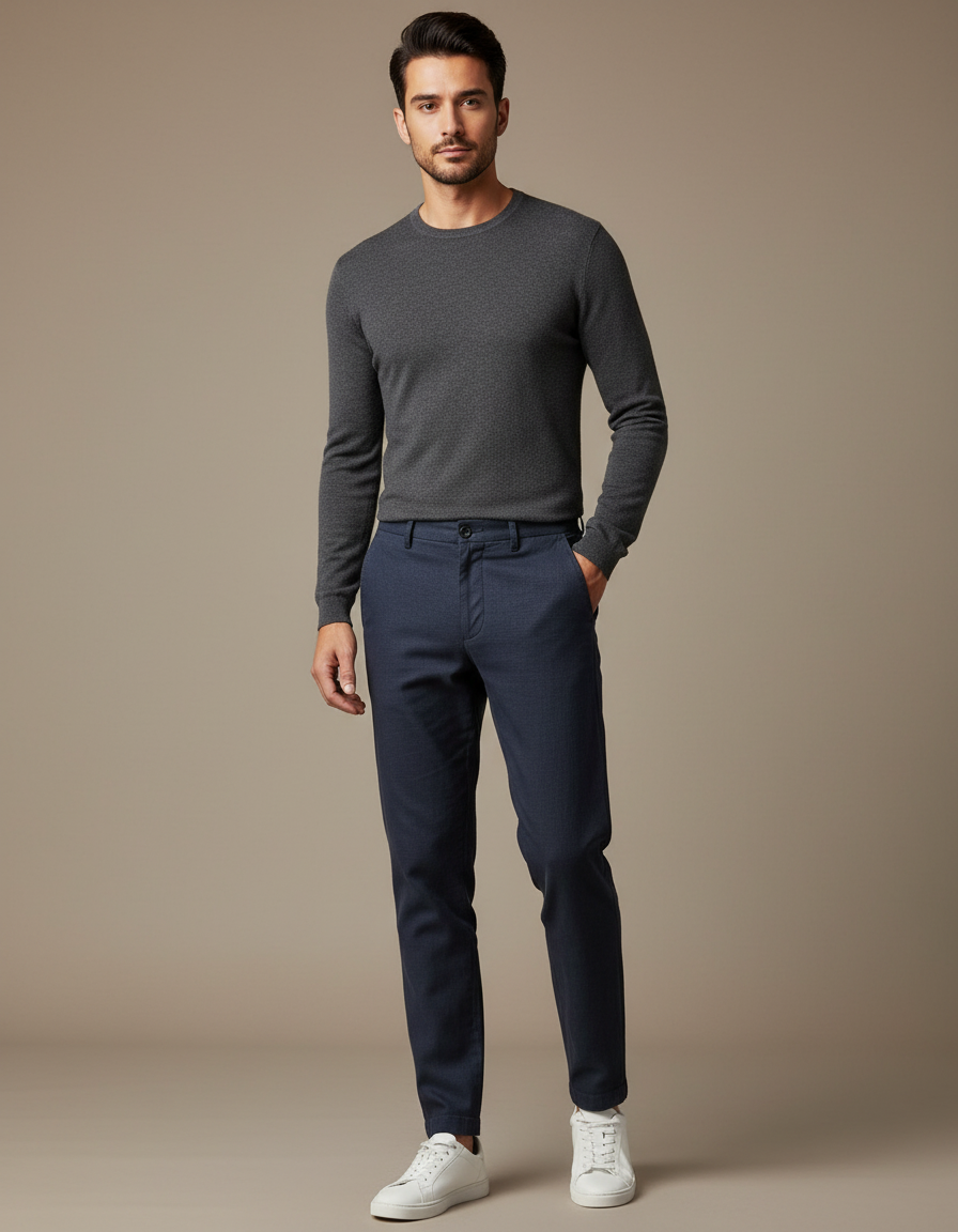 Pantalon Chino Bleu Fonce - Marine Gabardine