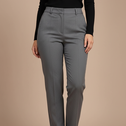 Pantalon Chino Gris Slim Élégant Femme Droit - Gabardine