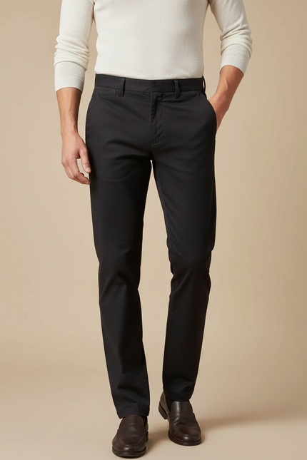 Pantalon Chino Noir Slim Classique Confortable Homme - Coton