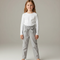 Pantalon Chino Gris Fille Coton Décontracté Ceinturé
