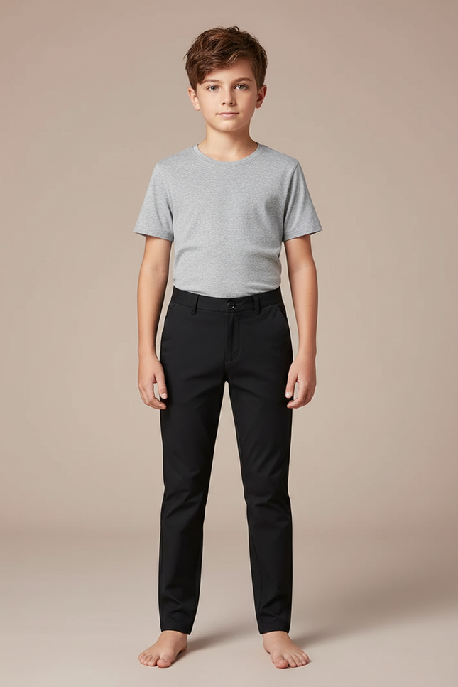 Pantalon Chino Noir Slim Stretch Enfant - Gabardine