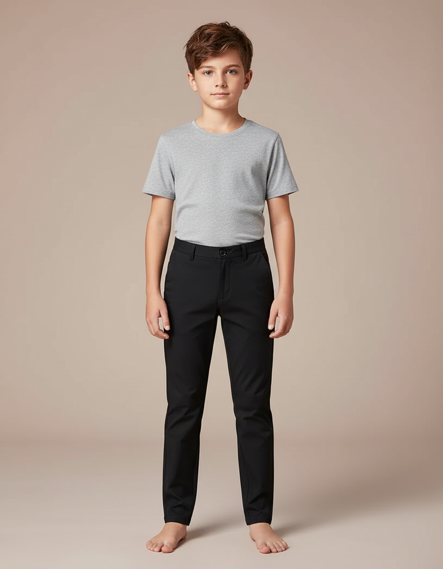 Pantalon Chino Noir Slim Stretch Enfant - Gabardine
