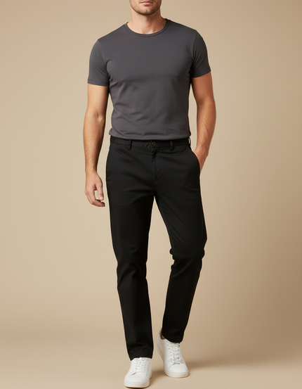 Pantalon Chino Noir Coton Décontracté Homme Slim Fit