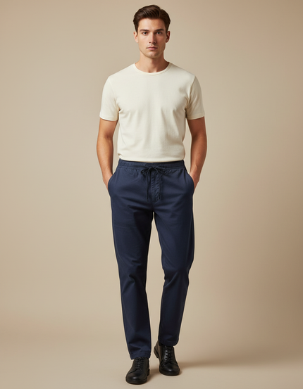 Pantalon Chino Marine Coton Élastique Décontracté Homme
