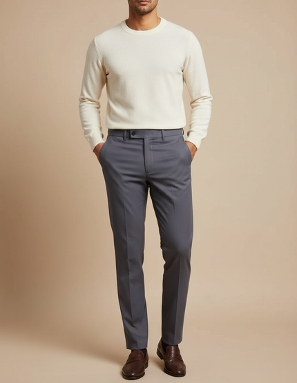 Pantalon Chino Gris Anthracite Homme Élégant Slim - Gabardine