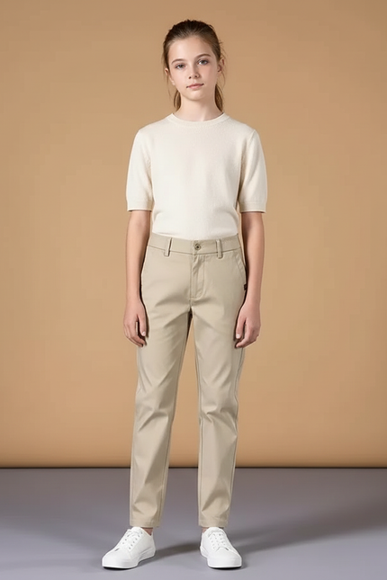 Pantalon Chino Beige Droit Classique Enfant - Gabardine