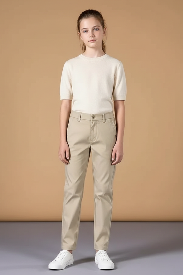 Pantalon Chino Beige Droit Classique Enfant - Gabardine
