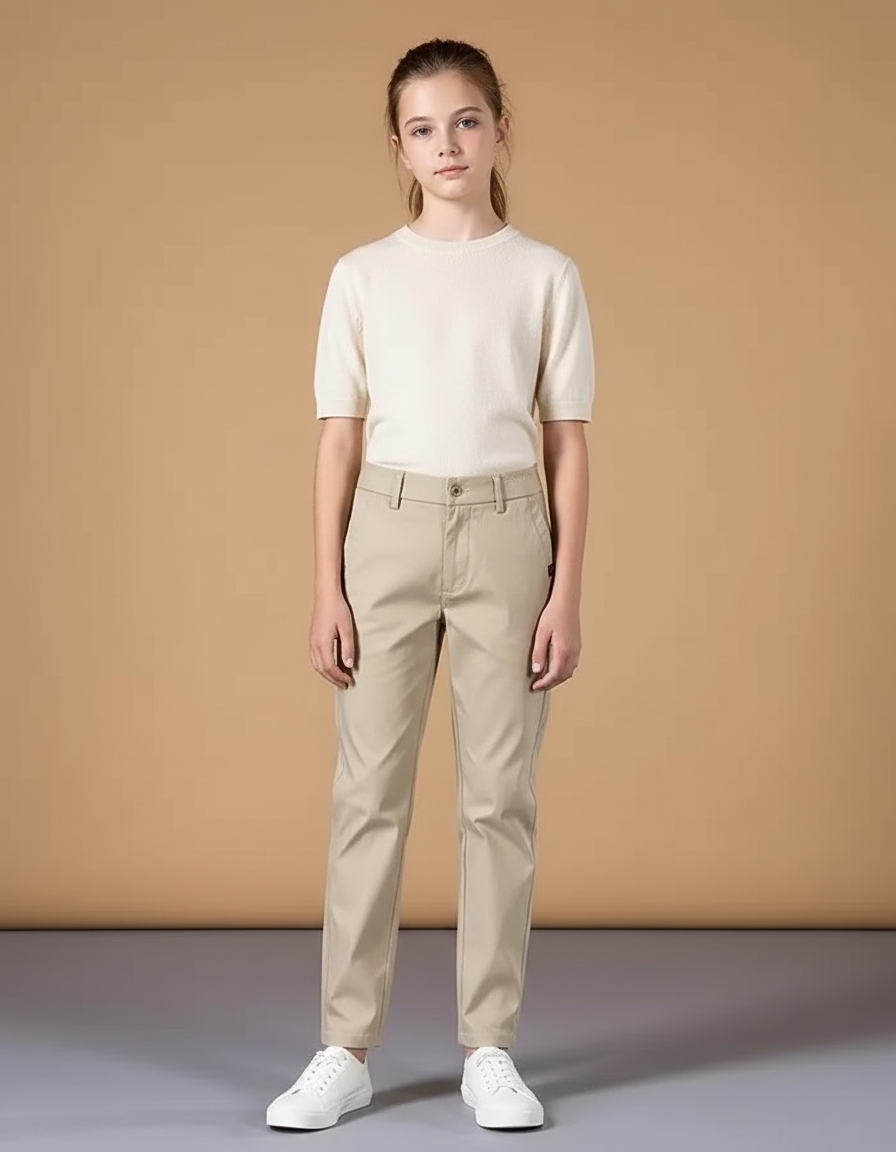 Pantalon Chino Beige Droit Classique Enfant - Gabardine