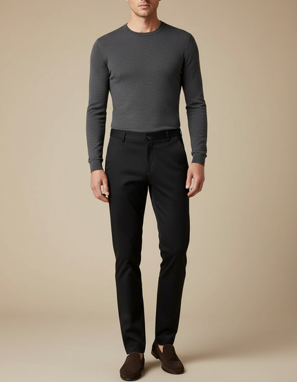 Pantalon Chino Noir Slim Extensible Décontracté Homme - Gabardine