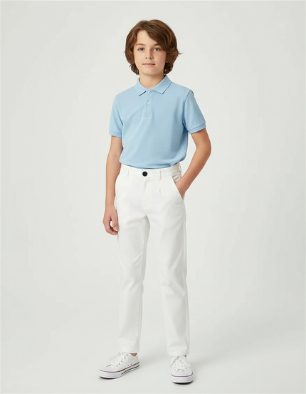 Pantalon Chino Blanc Droit Élégant Garçon - Coton