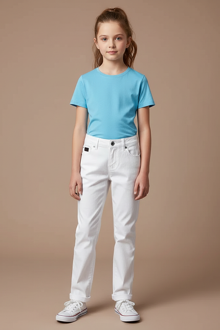 Pantalon Chino Blanc Droit Coton Enfant