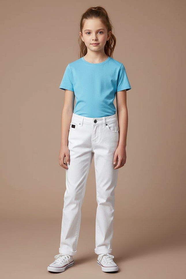 Pantalon Chino Blanc Droit Coton Enfant