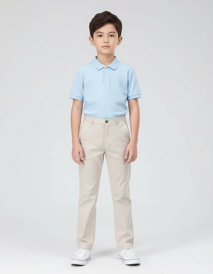 Pantalon Chino Beige Coton Droit Classique Garçon - Gabardine