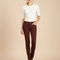 Pantalon Chino Marron Skinny Stretch Confortable Femme - Bordeaux Gabardine