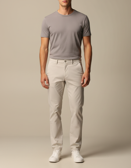 Pantalon Chino Beige Coton Droit Décontracté Homme - Gabardine