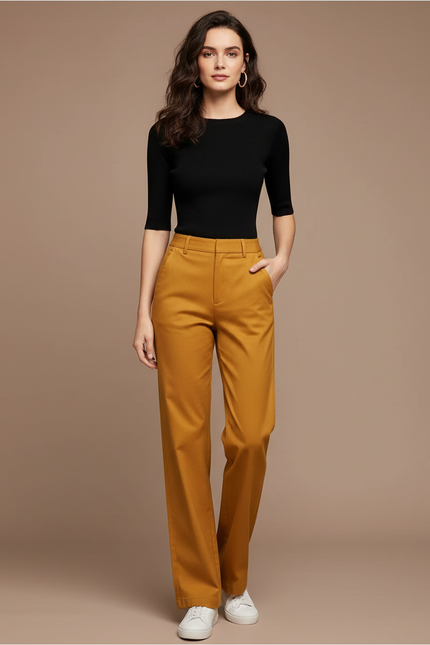 Pantalon Chino Jaune Femme - Gabardine