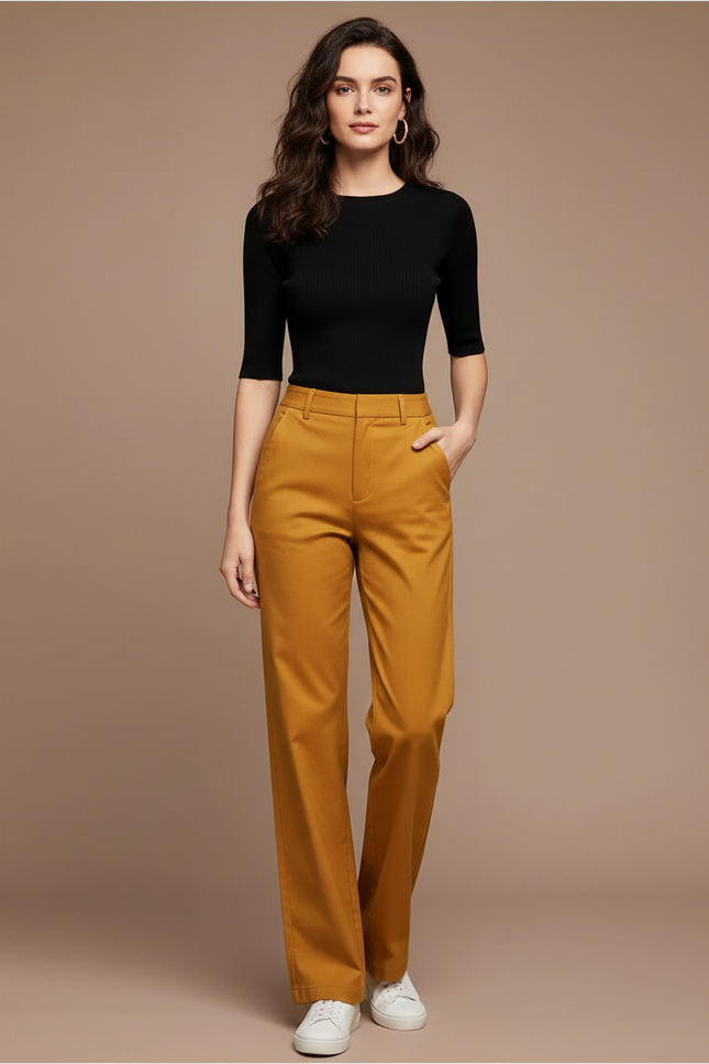 Pantalon Chino Jaune Femme - Gabardine