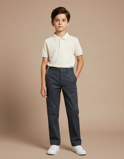 Pantalon Chino Gris Foncé Droit Coton Enfant