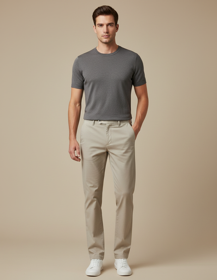 Pantalon Chino Beige Slim Coton Homme Élégant