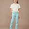 Pantalon Chino Bleu Ciel Coton Slim Fille Uni