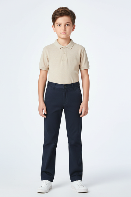 Pantalon Chino Bleu Marine Coupe Droite Enfant - Gabardine
