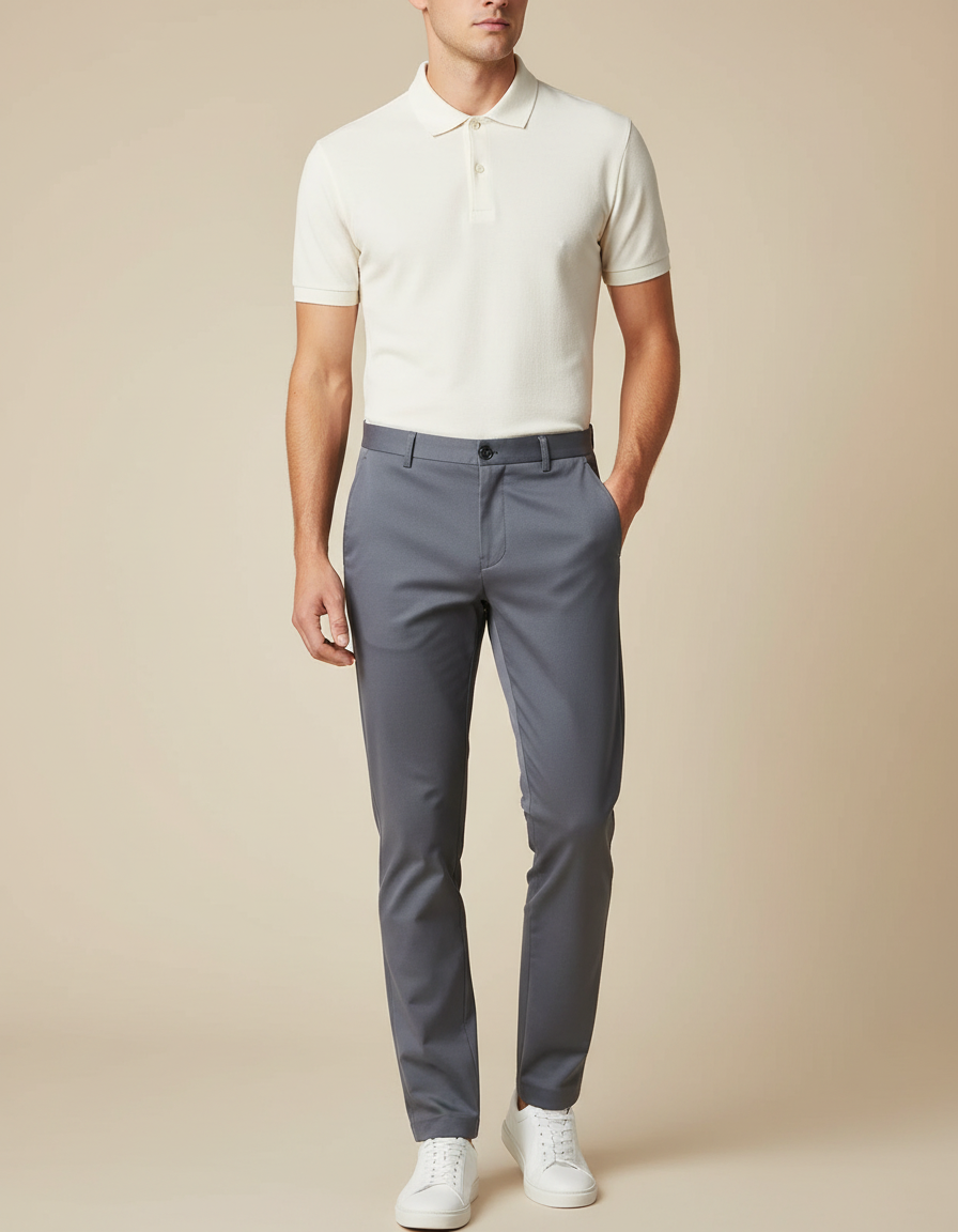 Pantalon Chino Coupe Slim - Gris Polyester