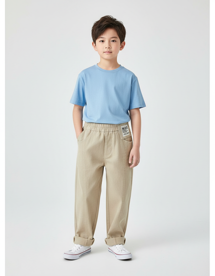 Pantalon Chino Beige Ample Décontracté Enfant Coton