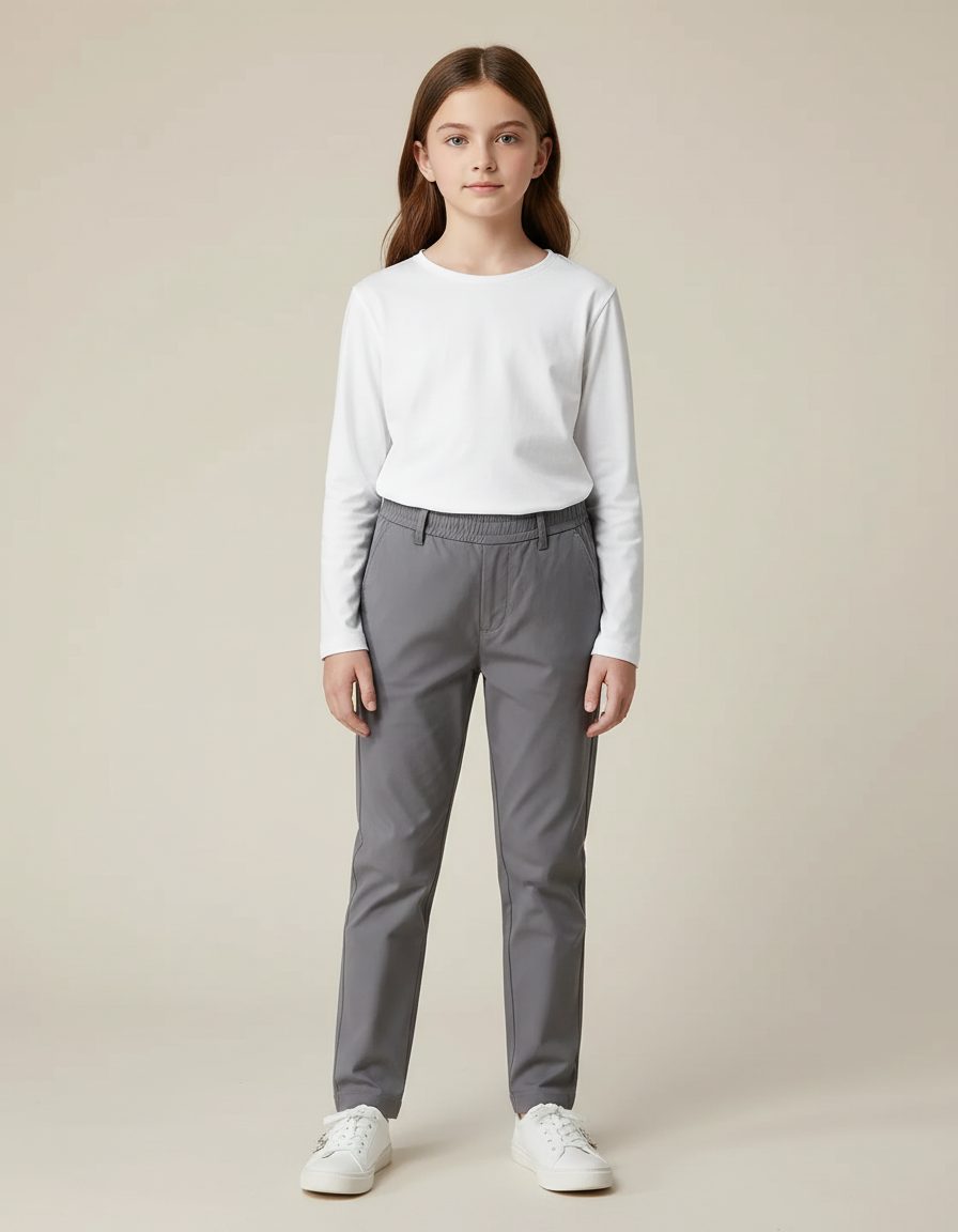 Pantalon Chino Gris Slim Coton Enfant Décontracté