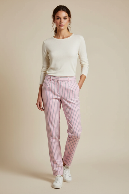 Pantalon Chino Femme Raye - Rose Lin