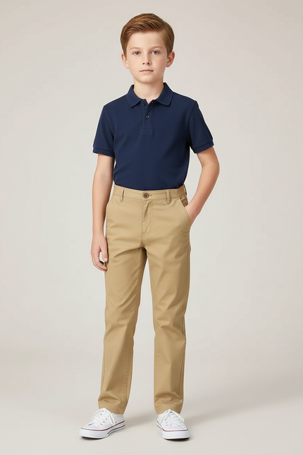 Pantalon Chino Beige Coton Droit Confortable Garçon