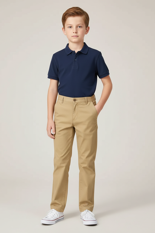 Pantalon Chino Beige Coton Droit Confortable Garçon