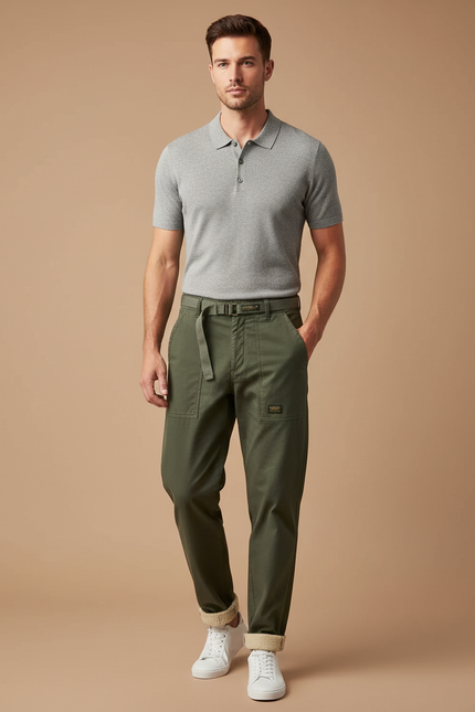 Pantalon Chino Homme Cargo - Kaki Gabardine