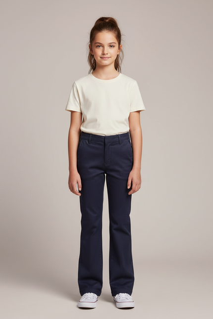 Pantalon Chino Marine Coupe Droite Enfant Décontracté Coton